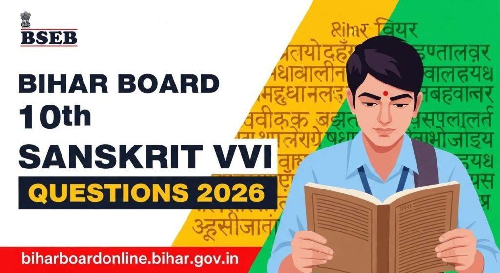 Current image: Bihar Board 10th Sanskrit VVI Questions 2026: संस्कृत के सबसे जरूरी प्रश्न — परीक्षा से पहले एक बार जरूर पढ़ें