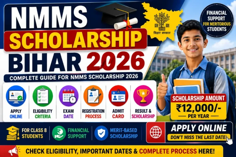 NMMS Scholarship Bihar 2026: Apply Online, Eligibility, Exam Date, Registration, Admit Card, Result & Scholarship Amount