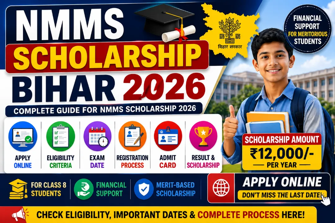 NMMS Scholarship Bihar 2026: Apply Online, Eligibility, Exam Date, Registration, Admit Card, Result & Scholarship Amount
